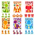 6/12PCS Dinosaur Puzzle Face Changing Stickers Cute Cartoon Children's Toys Stationery Reward Stickers