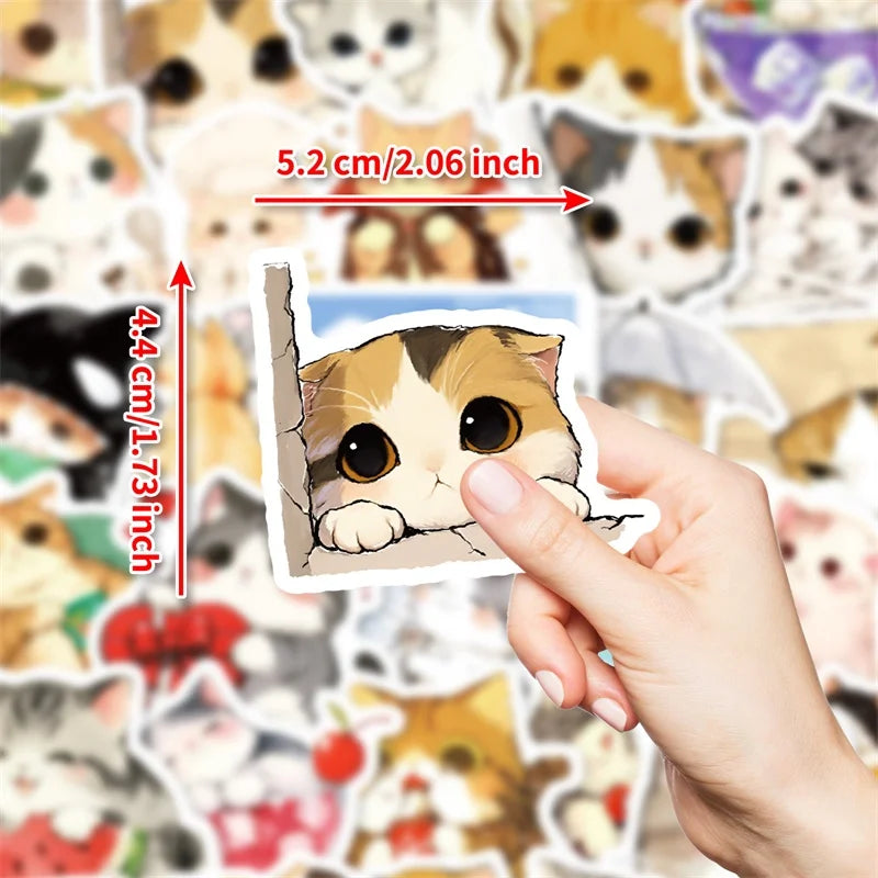 10/30/50PCS Kawaii Anime Cat Colorful PVC Sticker Aesthetic Children's Stationery DIY Decoration Scrapbooking School Supplies
