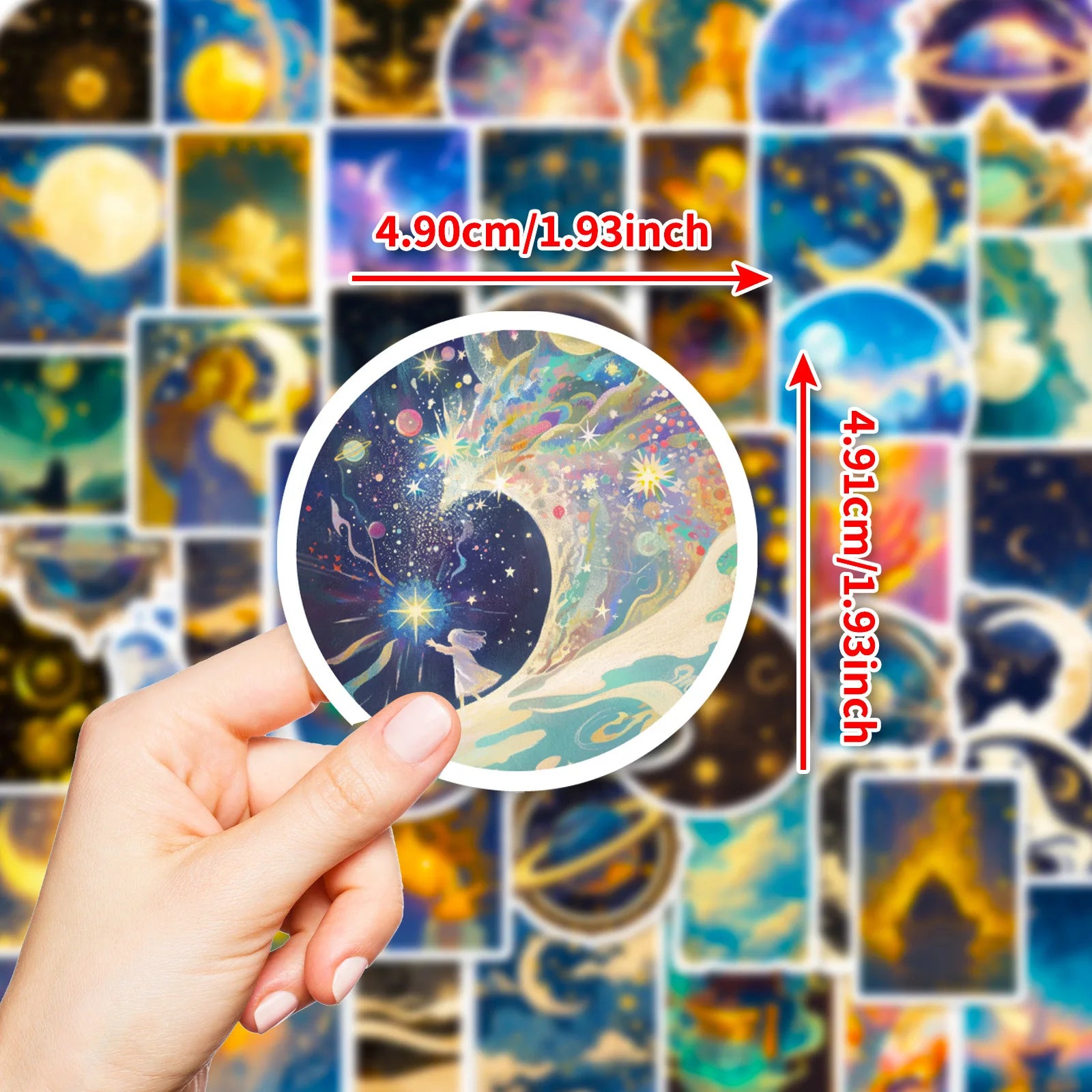 50PCS Creative Black Starry Sky Theme Waterproof Children's Stationery Decorative Stickers