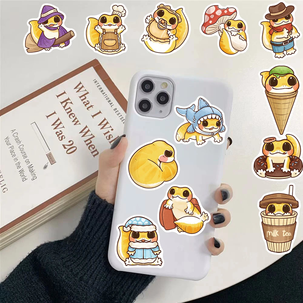 50PCS reptile pet gecko Sticker Landscaping Cartoon Personalize Graffiti Phone Creative Bicycle Waterproof Aesthetic Stickers
