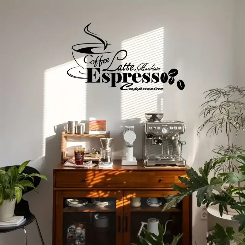 A Removable Self-Adhesive Wall Sticker with a Coffee Theme, Suitable for Decorating The Bedroom, Hallway, Living Room, And Porch