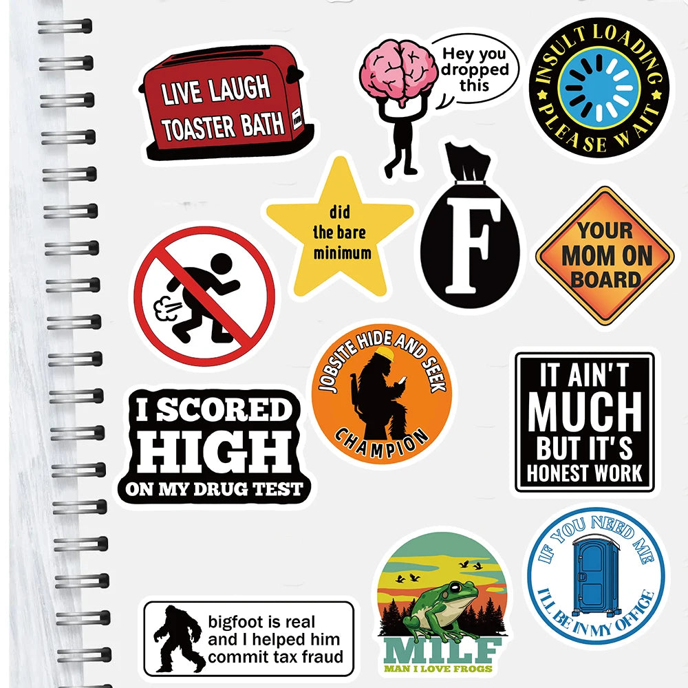 50PCS Prank Meme Stickers Harajuku Decals DIY Fashion Graffiti Decals Luggage Notebook Bike Gift Phone Suitcase Sticker