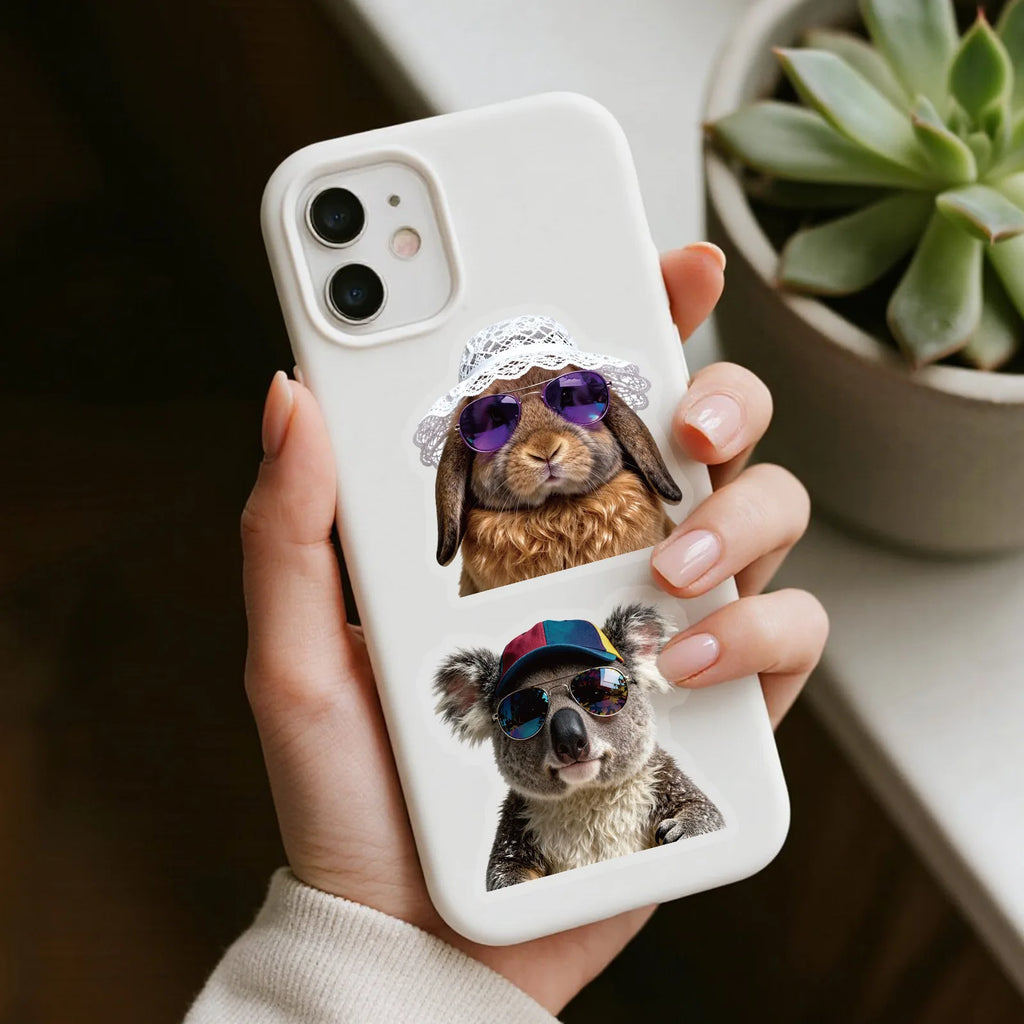 50/100 Pcs HD PET Clear Cute Pet Face Cartoon Stickers for Phone File Holder Printer Suitcase Laptop Car Waterproof Decals