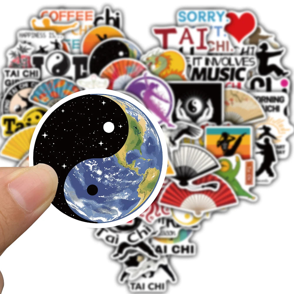 50PCS Tai Chi Culture Stickers Harajuku Waterproof Guitar Motorcycle Bicycle Car Cartoon Retro Decoration Guitar Gift Sticker