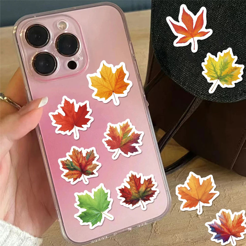 500PCS Autumn Maple Leaf Cartoon Reward Stickers DIY Phone Cases, Water Cups, Envelopes, Notes, Reward Gifts, Stamps, Stickers