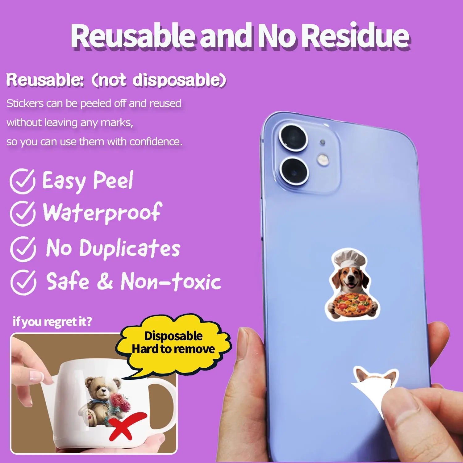 1Roll(500Pcs)24 Irregular Lovable Dogs Vinyl Waterproof Stickers Reusable/No Residue DlY Craft Decoration Pets Scrapbook Labels