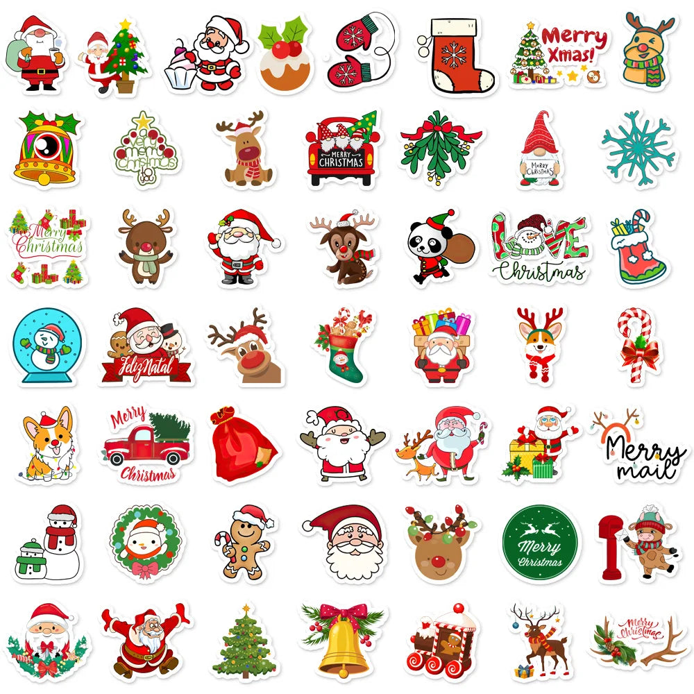 50PCS Christmas Series Holiday Decoration Graffiti Stickers DIY Phone Case Laptop Tablet Toy Stickers