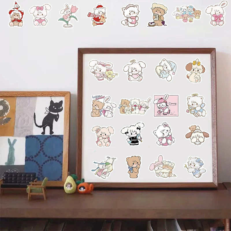 60/120PCS Kawaii Cat Sticker Aesthetic Laptop Luggage Scrapbooking Phone Case Lovely Decorative Gifts Stickers
