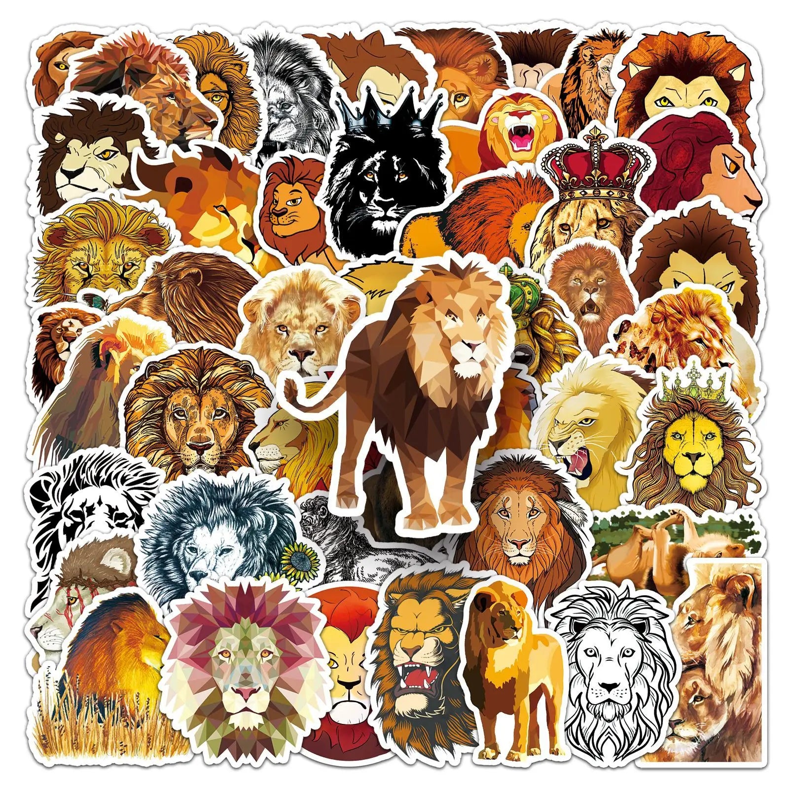 50-Pack Lion Graffiti Stickers Stationery Notebook Skateboard Water Cup Luggage DIY Waterproof Decals