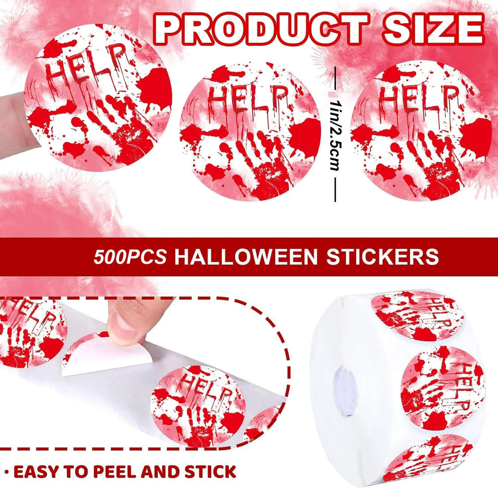 100-500pcs Halloween Blood Stickers for Envelope Gift Card Candy Bag Halloween Decoration Party Supplies,2.5cm