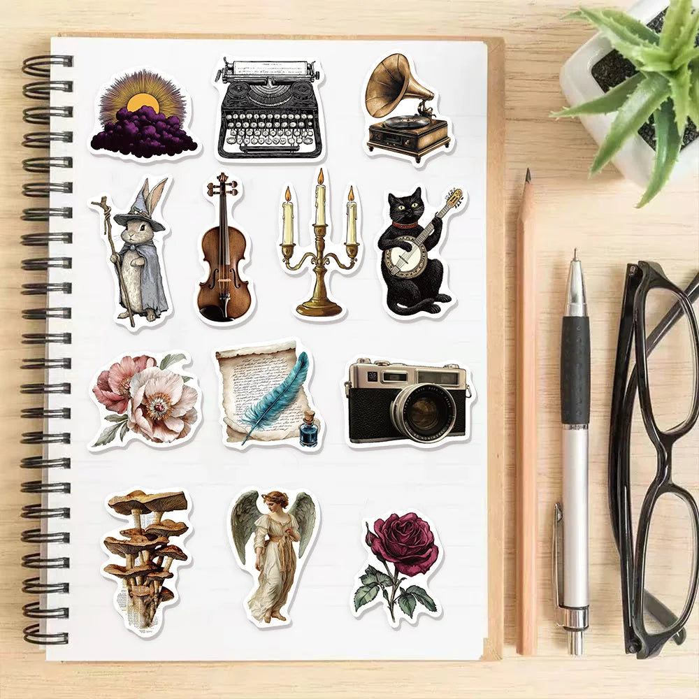50PCS Retro Art Aesthetic Graffiti Stickers DIY Manual Tags Bookroll Notebook Tablet Toy Stickers