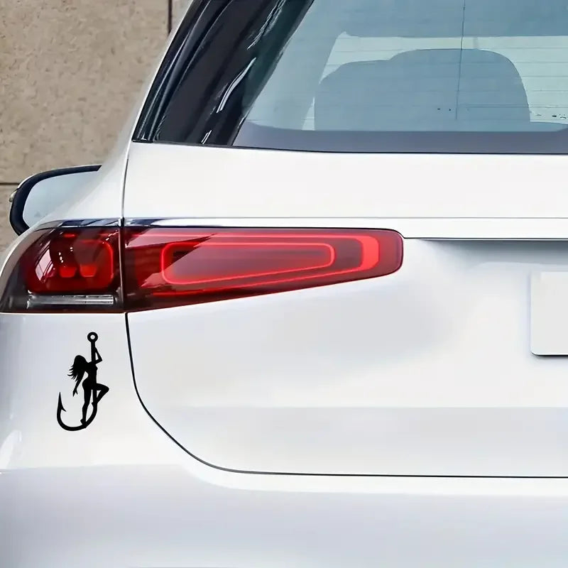 1pc Girl Fishhook Decal, Vinyl Car Sticker Fishing Outdoors Perfect For Your Car, Truck, Van, Wall, Laptop