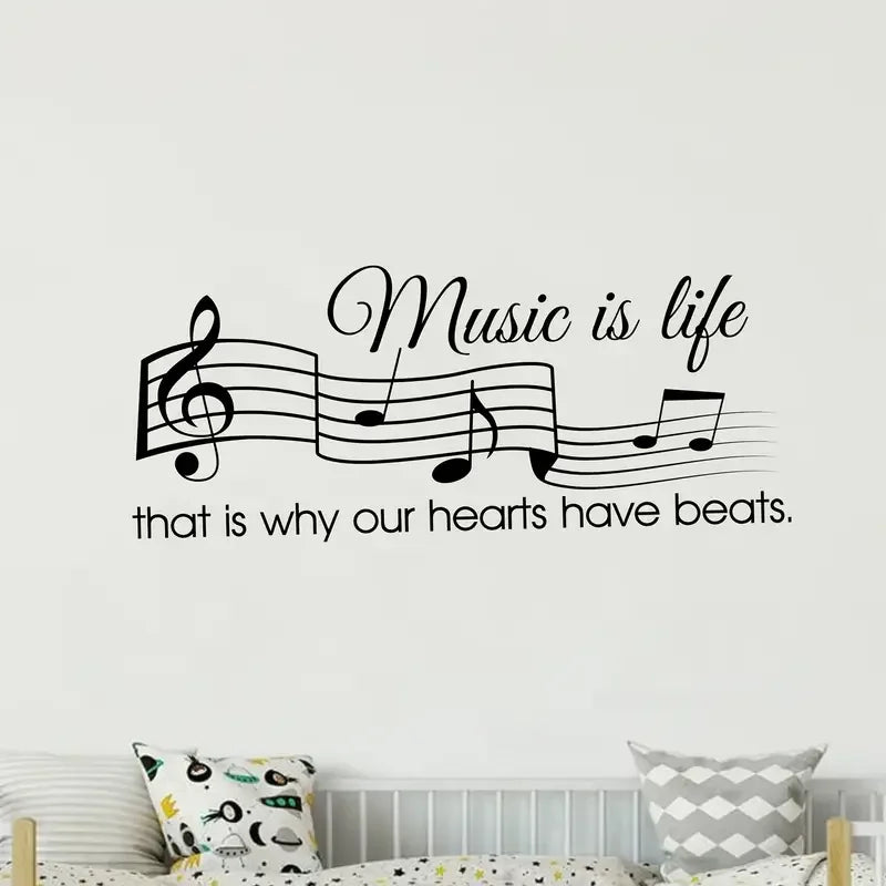 Vinyl Sticker for Wall Decor: 'Music Is Life, And That'S Why Our Hearts Have Rhythms.' Perfect for Bedroom Art And Home Decorati