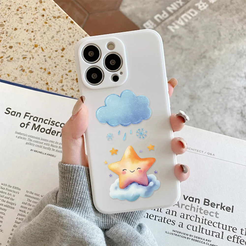 50PCS Creative Watercolor Weather Fun Transparent PET Sticker Set DIY Booklet Decoration Notebook Tablet Toy Stickers