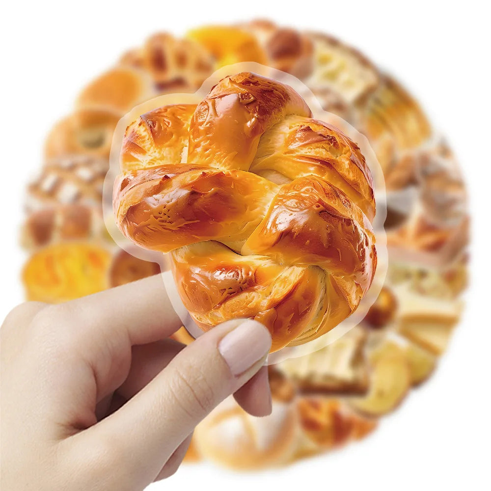 50/100 Pcs Cartoon Bread Series PET Clear Creative Waterproof Stickers for Fridge Cabinet Cup Stationery Box Suitcase Decals