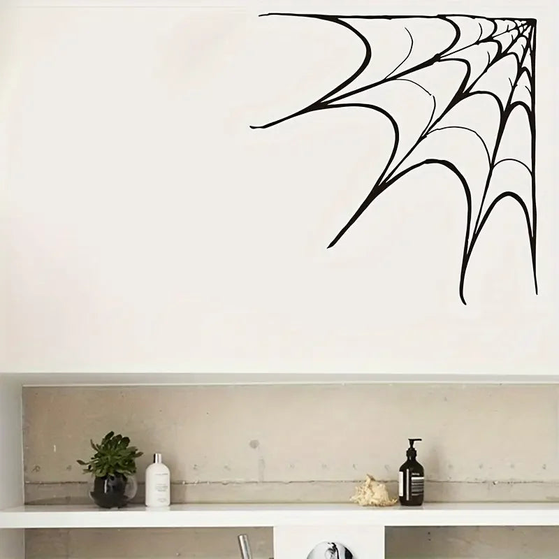 Classic Halloween Spider Web Wall Decal - Removable PVC Sticker, Static Cling, Perfect for Living Room, Bedroom, Entryway Decor,
