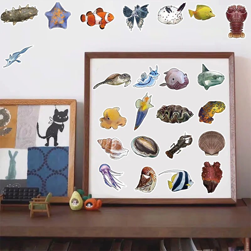 50/100PCS Deep Sea Animals Graffiti Stickers Landscaping Laptop Bicycle Skateboard Suitcase Guitar Phone Motorcycle Sticker