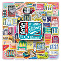 50-Pack Cartoon Tuna Can Stickers Waterproof Decorative Stickers for Phone Notebook Luggage Helmet Student Stationery Rewards