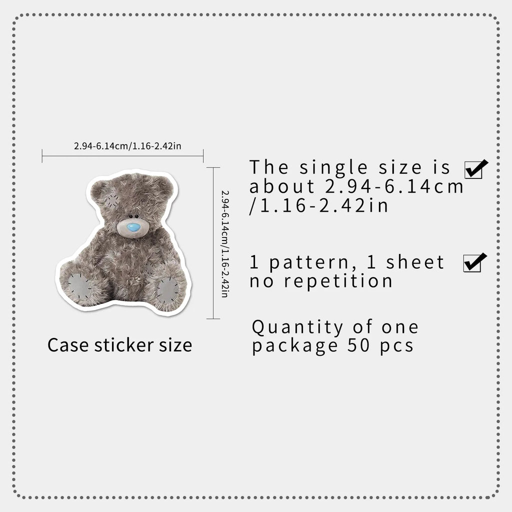 50/100PCS Cartoon Plush Toy Bear Stickers Cute Realistic Animal Waterproof Decoration Storage Box Phone Stickers