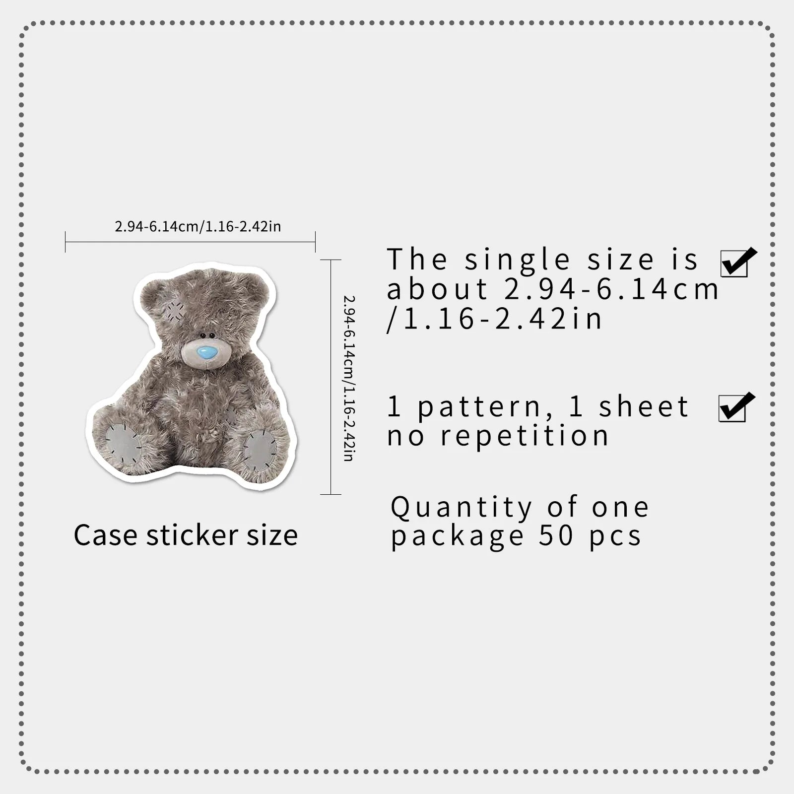 50/100PCS Cartoon Plush Toy Bear Stickers Cute Realistic Animal Waterproof Decoration Storage Box Phone Stickers