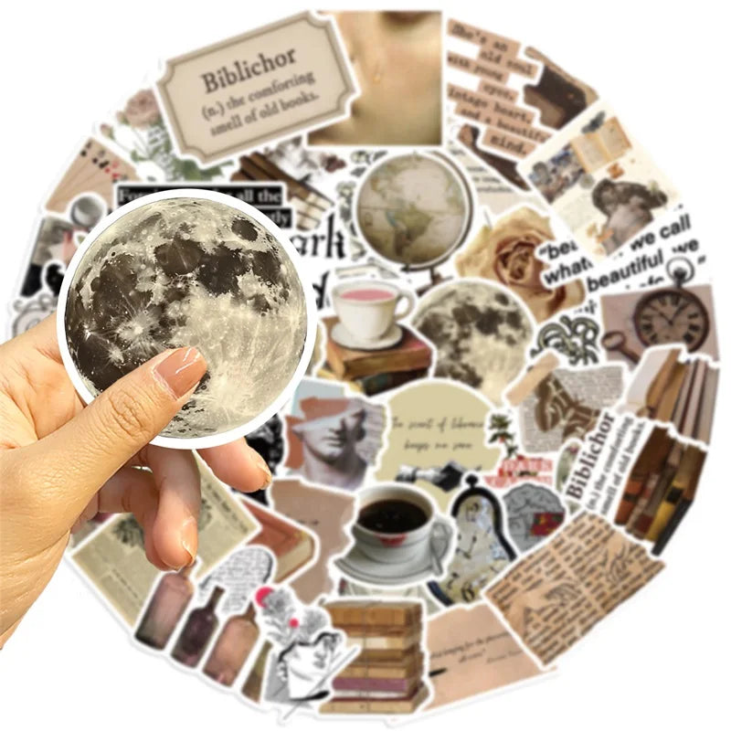 10/30/50PCS Vintage Dark Collage PVC Sticky Sticker Aesthetic Children's Stationery DIY Decoration Scrapbooking School Supplies