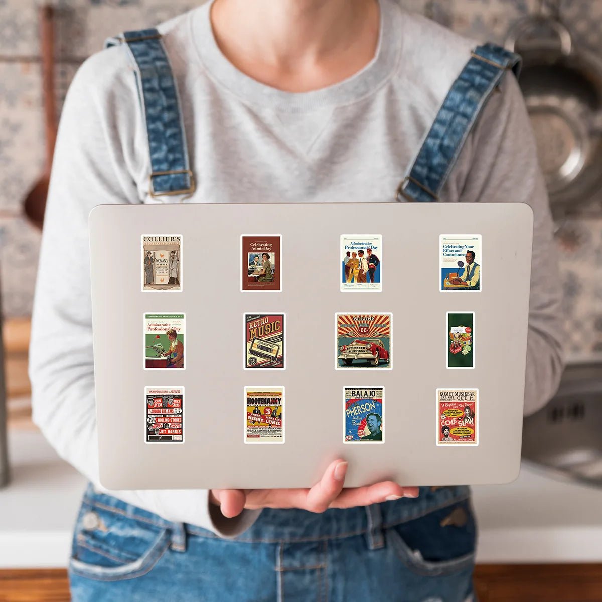 50/100Pcs American Vintage Poster Doodle Creative Stickers for Phone Laptop Helmet Fridge Drawer Storage Box Waterproof Decals