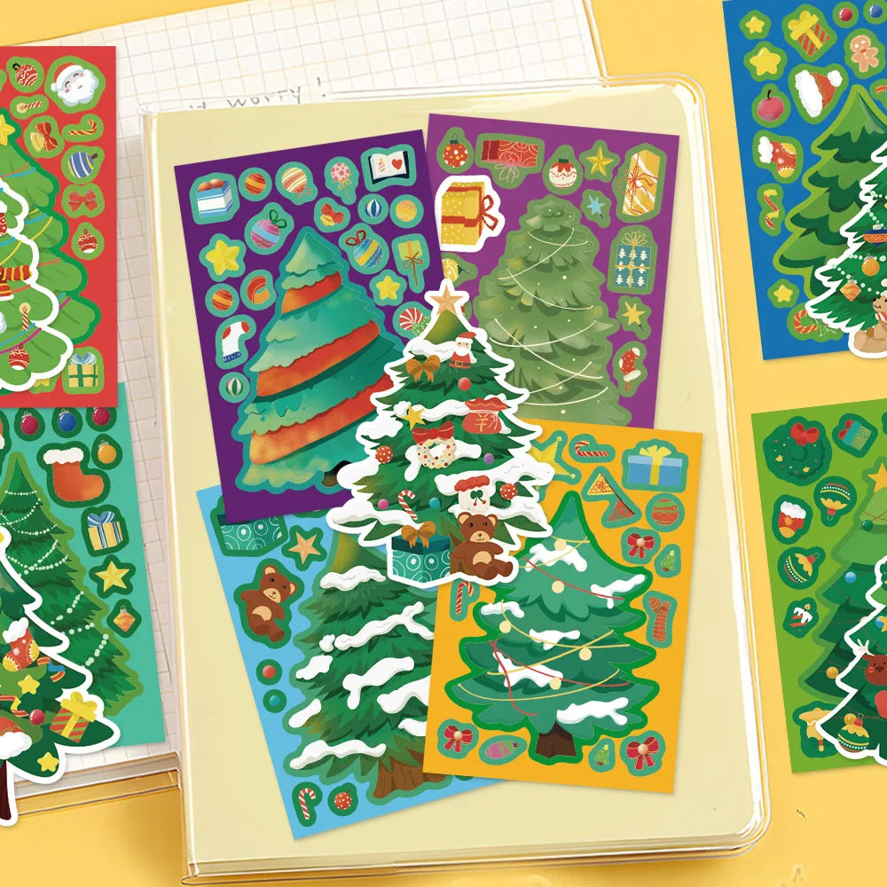 8PCS Christmas Fun Christmas Tree Creative Collage DIY Suitable for Phone Cases, Tablets, Water Cups, and Decorative Toy Sticker