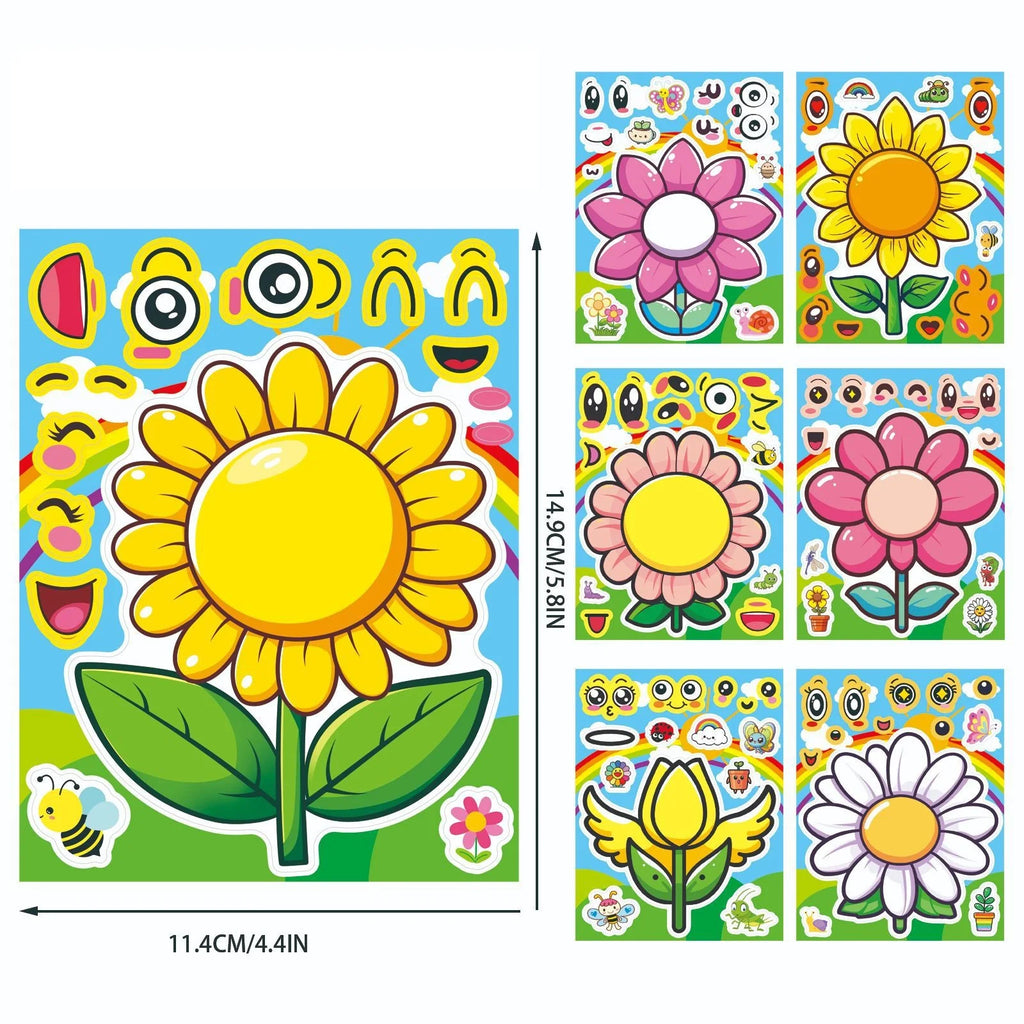8/16/24 Pcs Cartoon Sunflower Large Size Puzzle Creative Stickers for Gift Decoration Suitcase Notebook Fridge Car Reusable