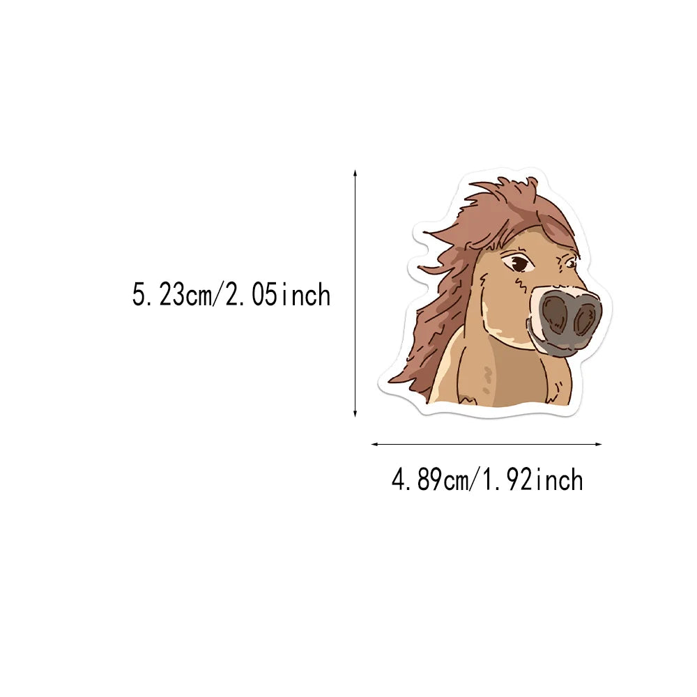 50PCS Cartoon Horse Funny Fun Stickers DIY Scrapbook Phone Case Laptop Tablet Decoration Toy Stickers