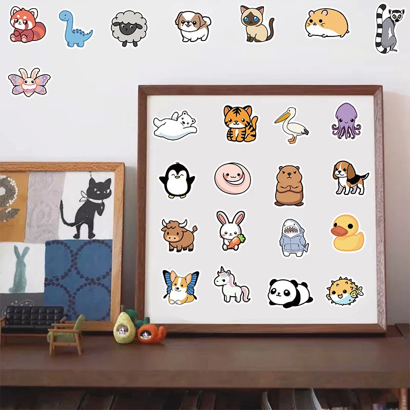 100/200PCS Animal 2 Sticker Notebook Retro Cartoon Guitar Laptop Suitcase Luggage Notebook More Waterproof Landscape Sticker ﻿