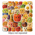 60-Piece Abstract Food Fun Emotion Graffiti Stickers Waterproof Decor DIY for Mobile Phone Case Helmet Guitar Notebook