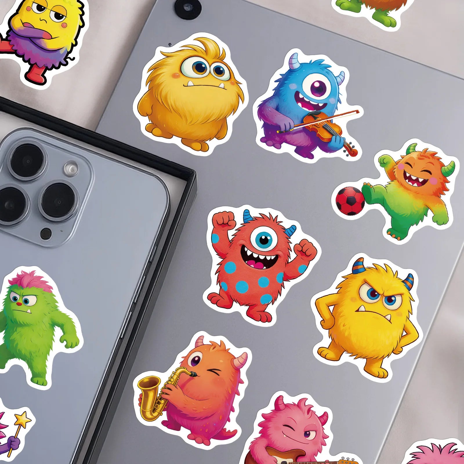56Pcs Funny Monster Stickers Cute Expression Decals for Journal Diary School Supplies Craft Children's Stationery Reward Sticker