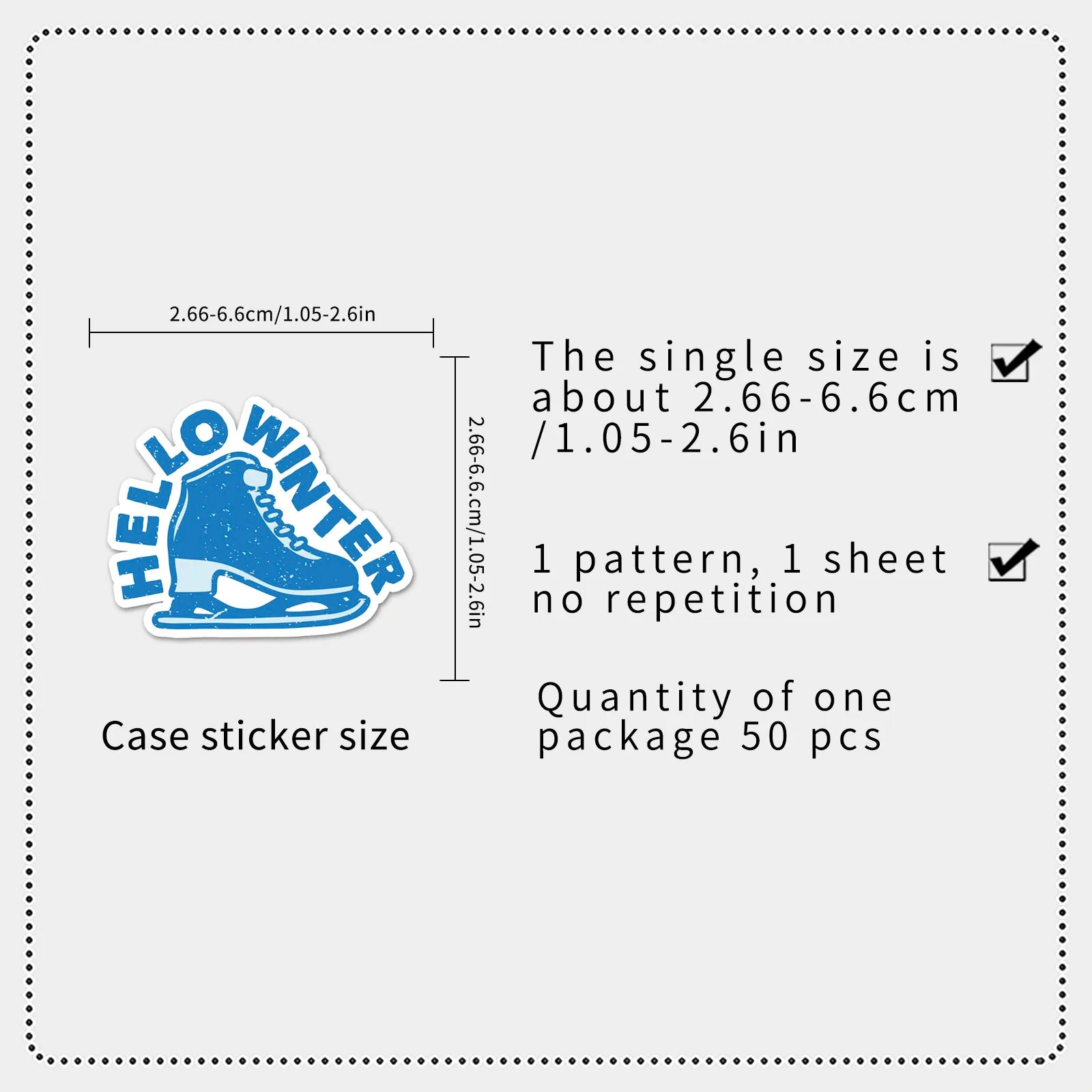 50Pcs Cartoon Ice Skating Sports Doodle Stickers Stationery Laptop Car Computer Water Cup Sled Skateboard DIY Sticker