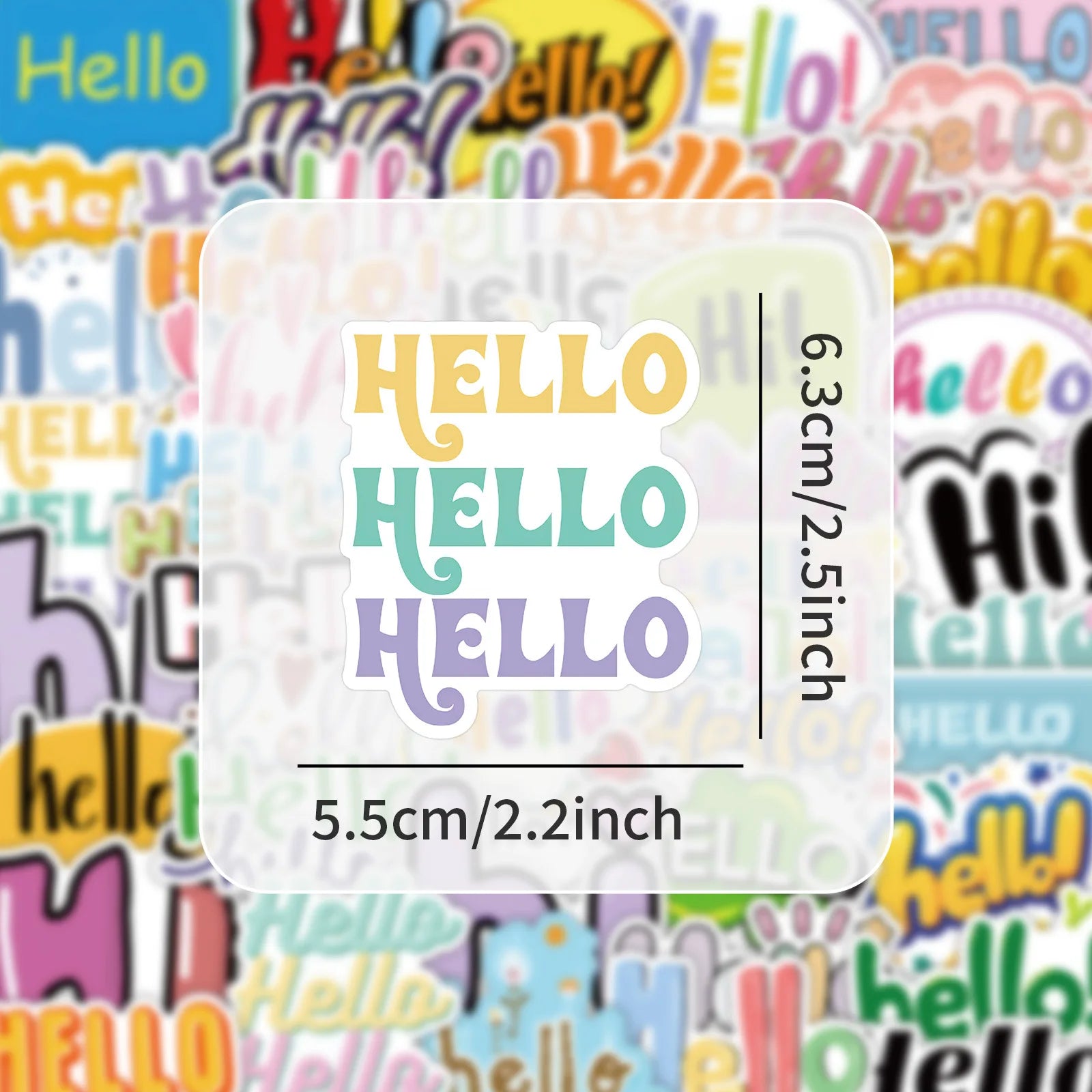 50-Pack Cartoon Greeting Hello Sticker Waterproof Decor for Phone Tablet Guitar Notebook Luggage Durable Cartoon Hello Stickers