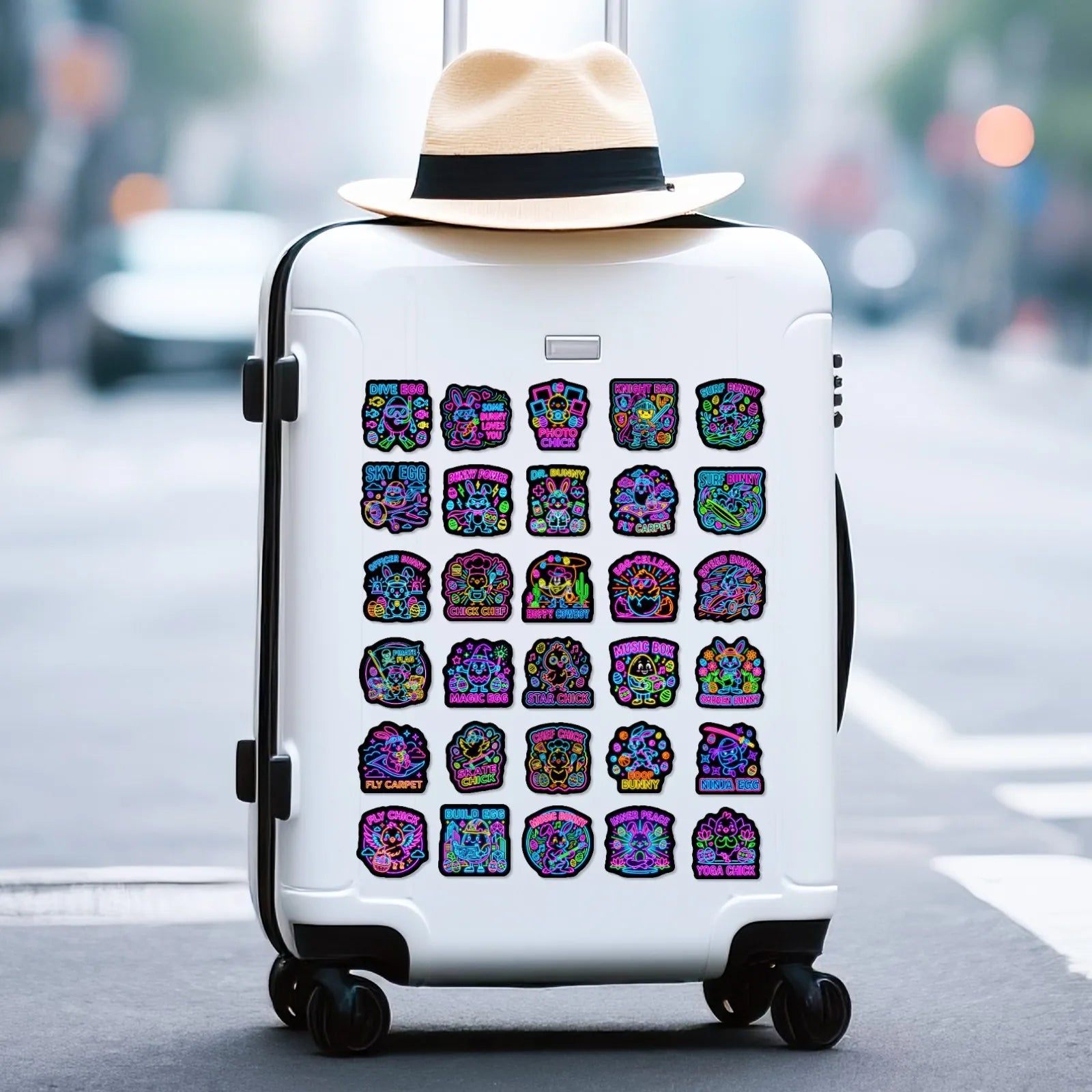 50/100 Pcs Neon Cartoon Animal Stickers DIY for Scrapbook Suitcase Notebook Game Reward Thick Waterproof Removable Decals