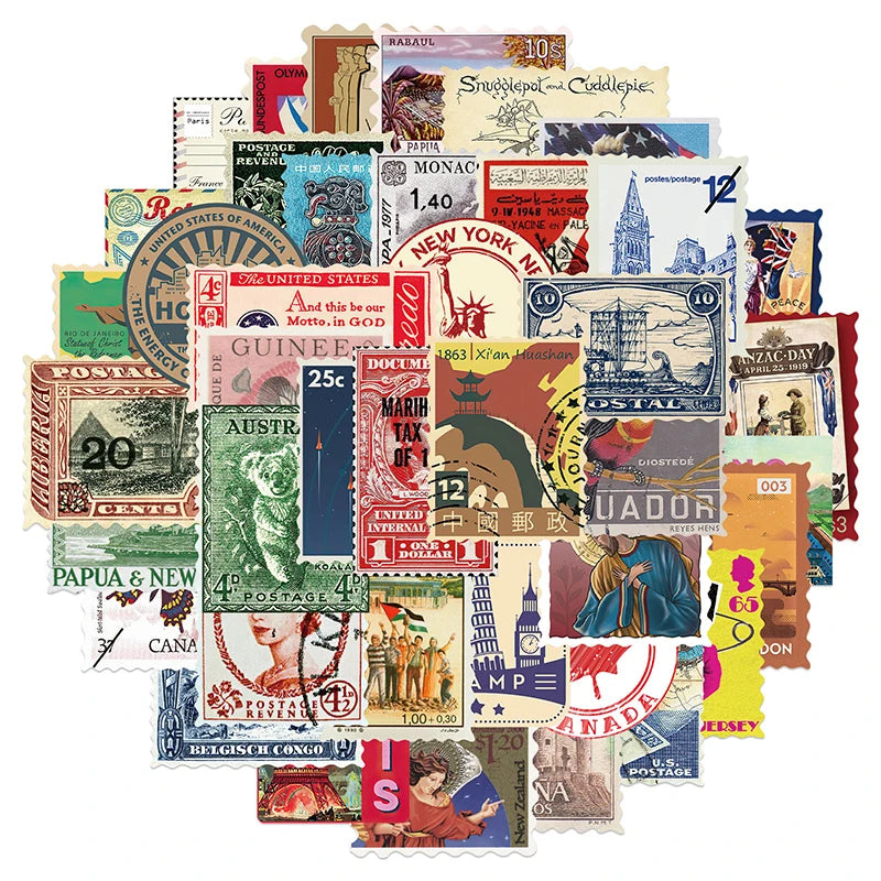 10/30/50PCS Vintage Travel Sticker Aesthetic Sketchbook for Kids PVC Decoration Scrapbooking Children's School Stationery Supply