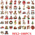 50/100PCS Cartoon Festival Retro Christmas Sticker Pack Waterproof Transparent PET Booklet Decorative Guitar Notebook
