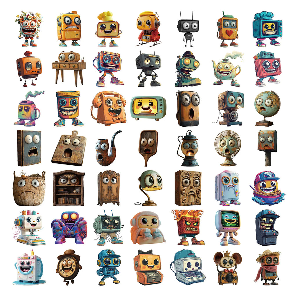 50PCS Cartoon Retro Small Tool Graffiti Stickers Waterproof DIY Hand Account Guitar Skateboarding Luggage Stickers