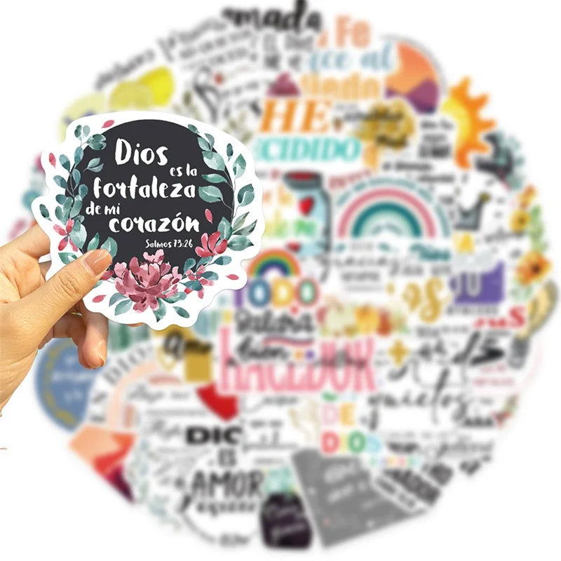 10/30/50PCS Cute Spanish Bible PVC Sticker Aesthetic Decoration Scrapbooking Korean Stationery School Supplies for Kids