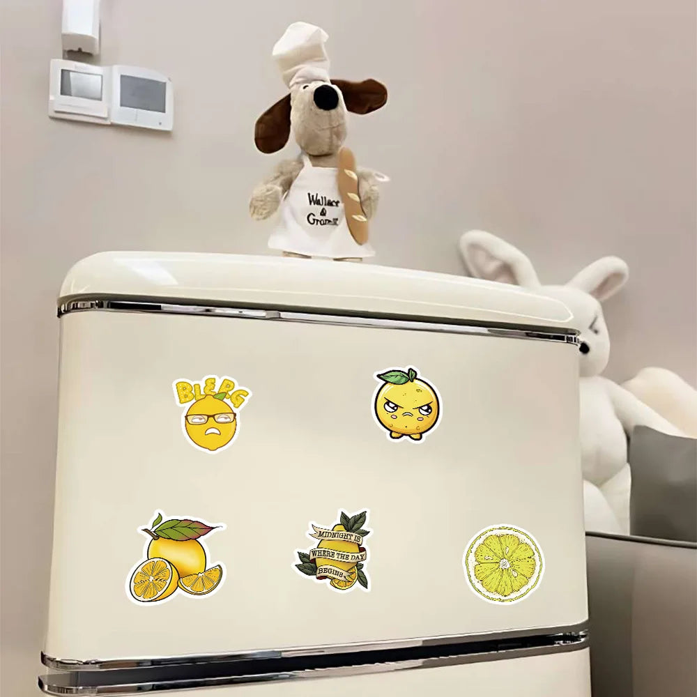 60/120 Pcs Cartoon Lemon Doodle Stickers for DIY File Holder Skateboard Suitcase Lunch Box Fridge Cabinet Decals