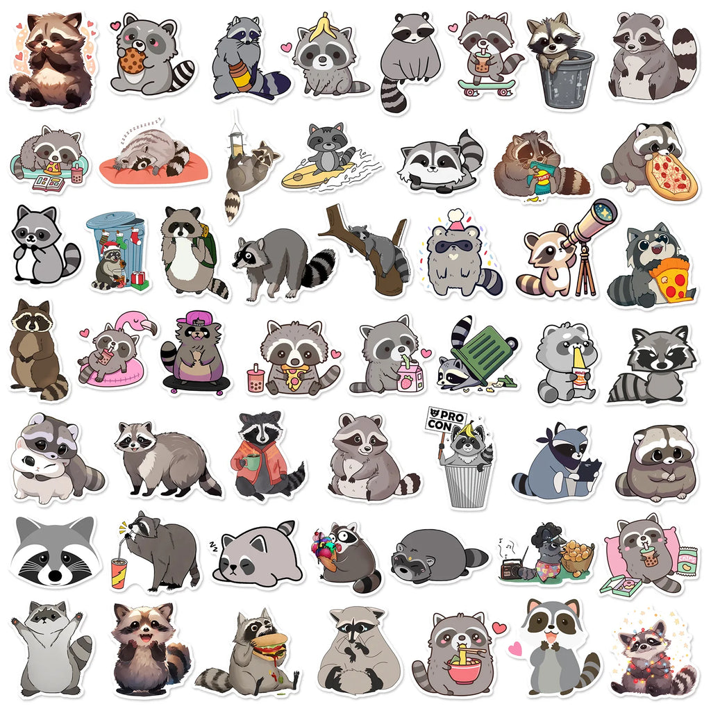 50/100PCS Cute Raccoon Graffiti Stickers Trolls, Insulated Cups, Storage Boxes, Refrigerator Decoration Stickers