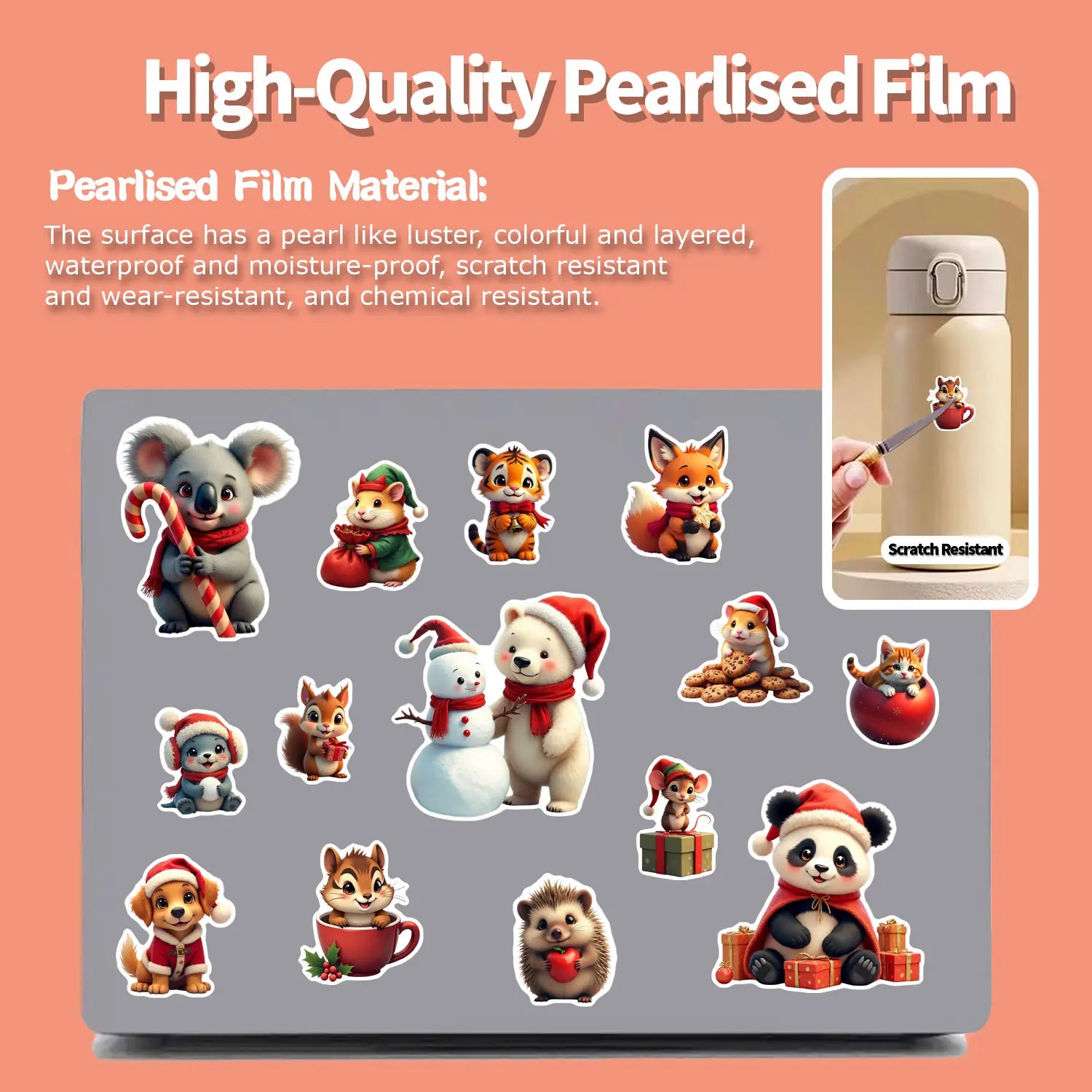 30Pcs/Set Irregular Christmas Lovable Animal Waterproof Stickers Reusable/No Residue DlY Craft Decor Festival Scrapbooking Label