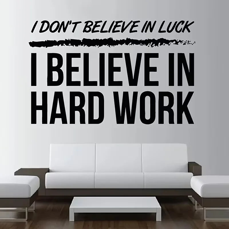 Hard Work Wall Decal Fitness Quote Bedroom Gym Workout Motivation Bodybuilding logo Inspirational Wall Sticker