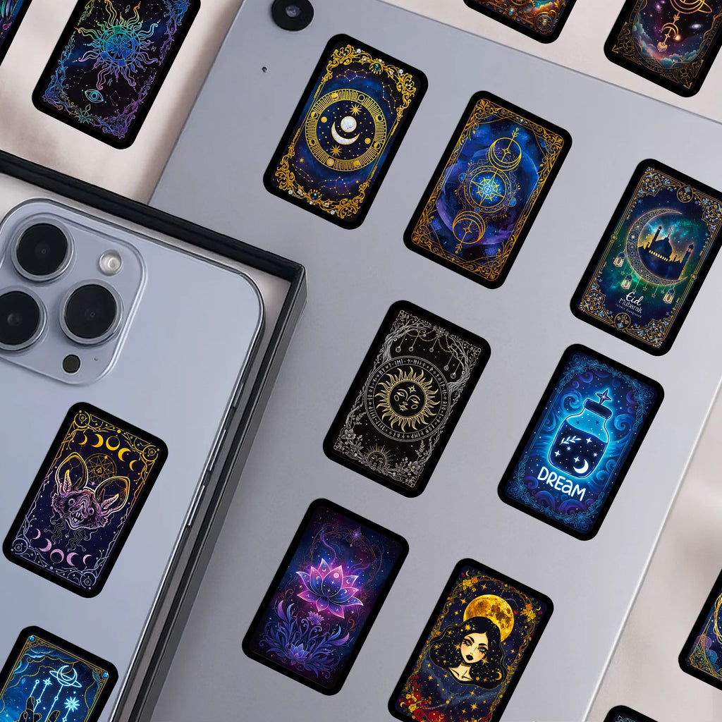 56PCS Celestial Astrology Magic Stickers Sun Moon Tarot Elements Stationery DIY Notebook Album Luggage Aesthetic Sticker