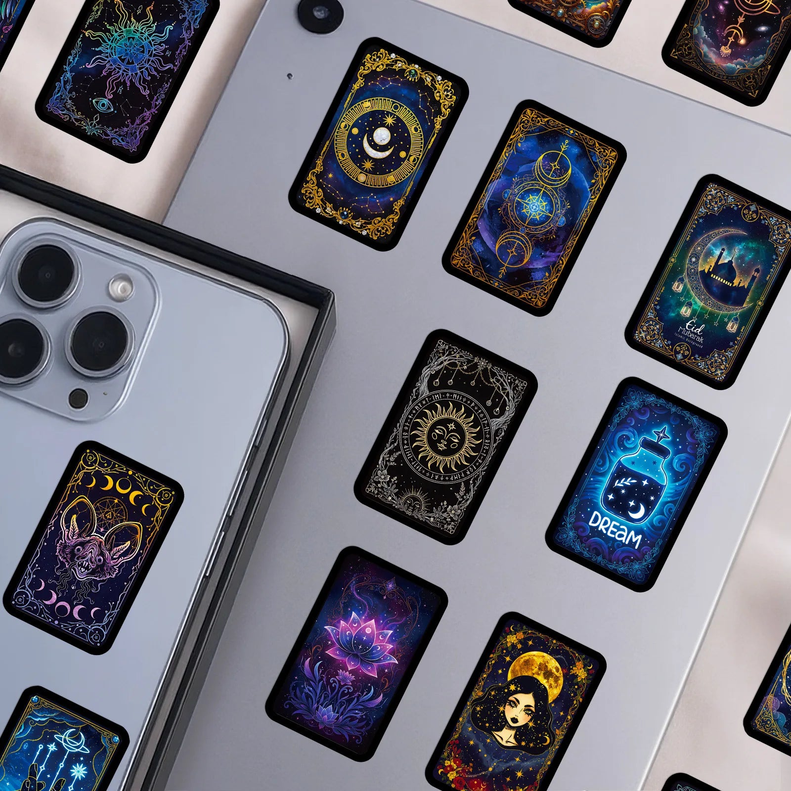 56PCS Celestial Astrology Magic Stickers Sun Moon Tarot Elements Stationery DIY Notebook Album Luggage Aesthetic Sticker