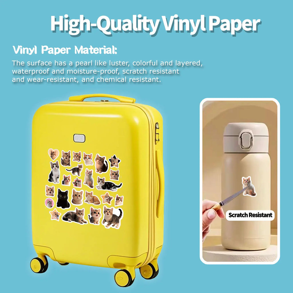 1Roll(500Pcs)24 Irregular Cute Pet Cats Vinyl Waterproof Stickers Reusable DlY Craft Decoration Animals Scrapbook Labels