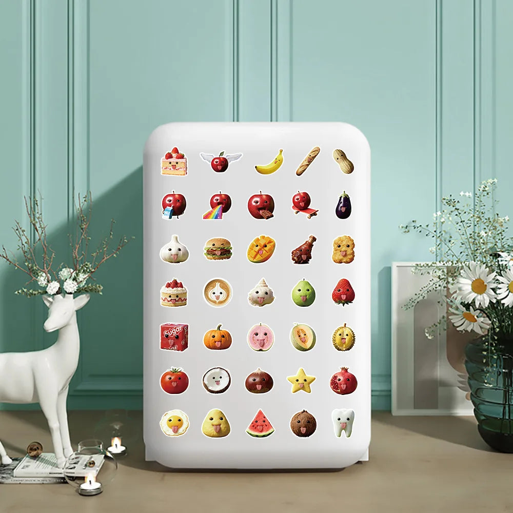 50/100/150 Pcs Funny Cartoon Fruit with Faces Stickers Reusable for Reward Notebook Stationery Box Desk Fridge Suitcase