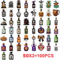 50/100PCS Cartoon Halloween Medicine Bottle Graffiti Stickers Guitar Notebook Luggage DIY Stationery Pen Holder Decor Stickers
