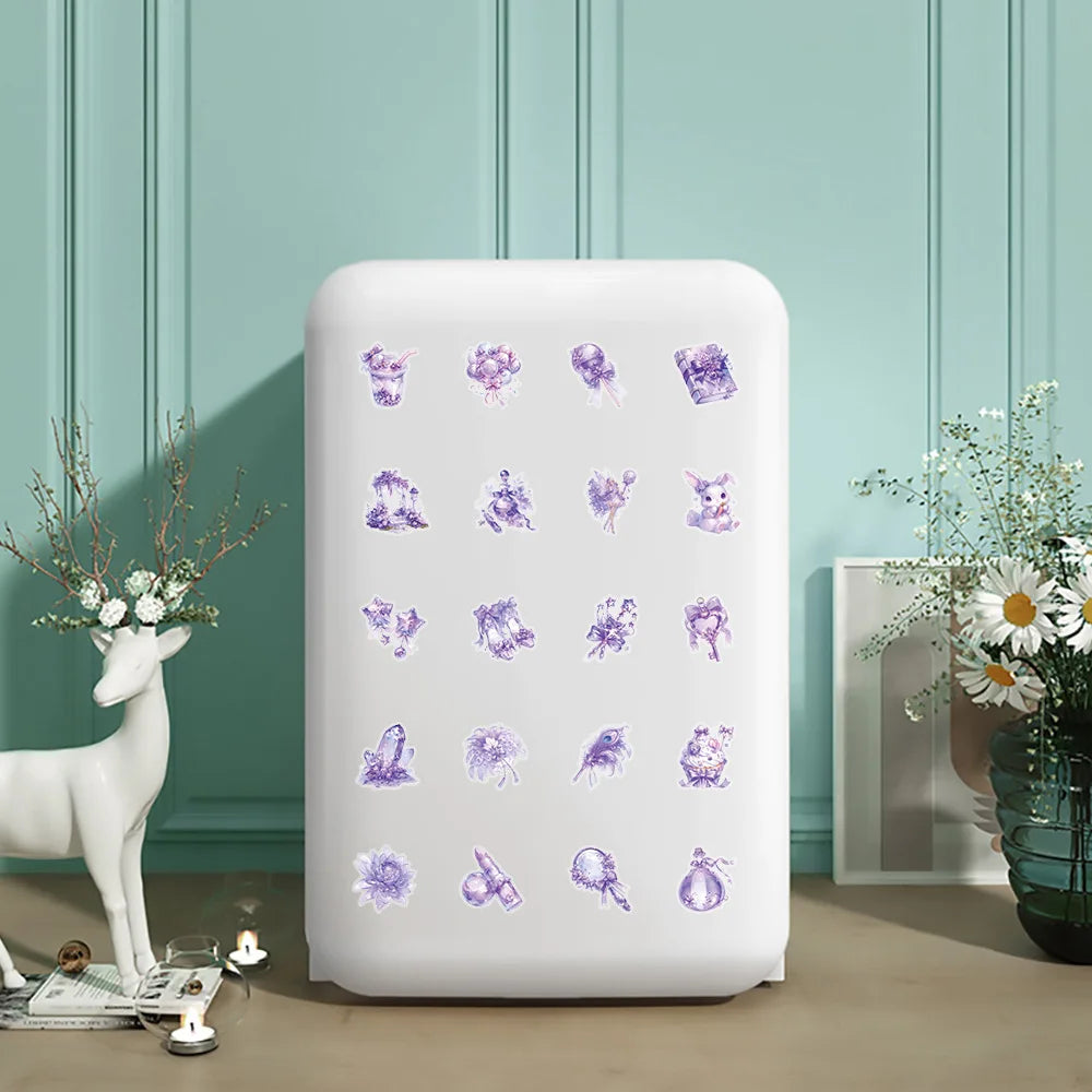 50Pcs Purple Dream PET Stickers Girl's Heart Decoration Notebook Water Bottles Desktop Stationery Notebook Stickers