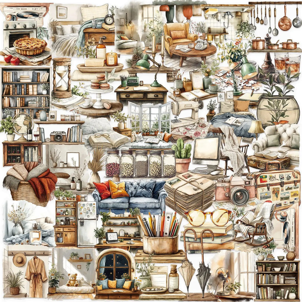50/100PCS Cartoon Home Art Sticker Pack Waterproof Transparent PET Guitar Notebook Decor